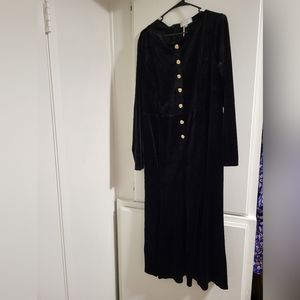 Black Velvet Dress with Ornate Gold Buttons